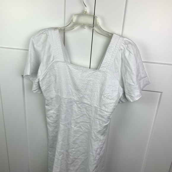 NWT Madewell Size 00 Square Neck Mini Dress 100% White Linen Cutout Romantic - Picture 5 of 10